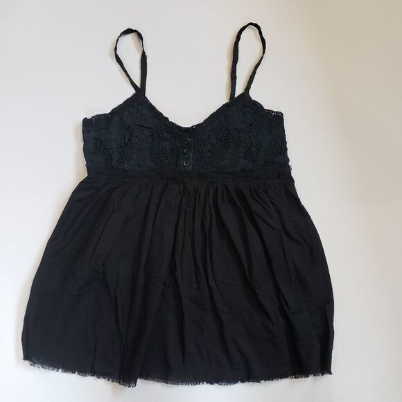 Mervyns Black 100% Cotton Top With Lace - Picture 1 of 13